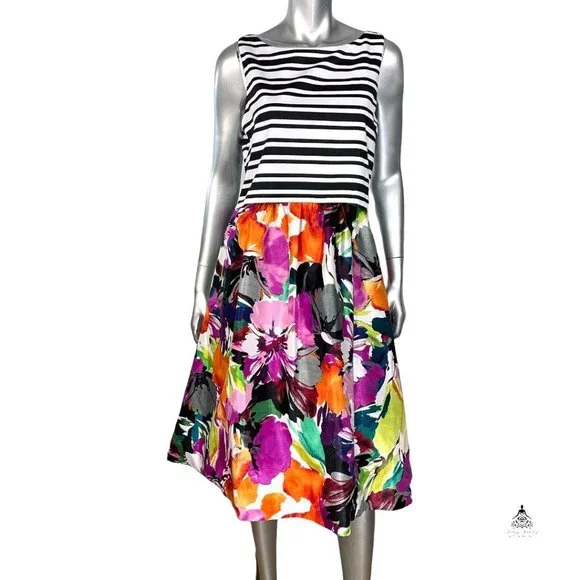 Taylor Dresses Taylor Multi Pattern Stripe Floral Multi Color